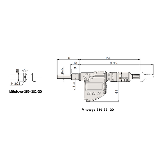 0-25.4mm (0-1″) 1μm 25mm/1" Flat with Clamp Nut Digimatic Micrometer Head Mitutoyo-350-382-30