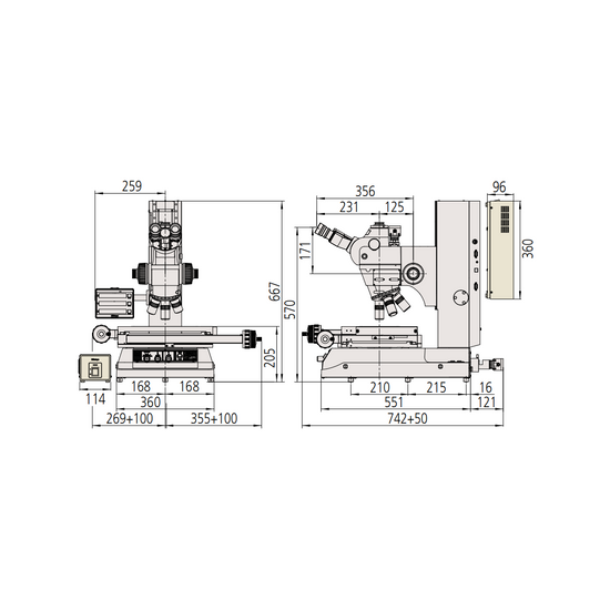 20-1000X LED Dual Illuminated Light XY Stage Travel Distance 200x100mm Measuring Microscope (Bright Field, Measuring Range: 200x100) Mitutoyo-176-872-10