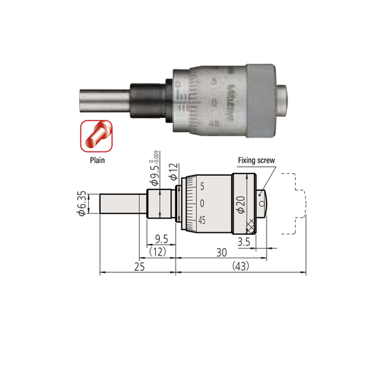 0-0.50″ Mechanical Micrometer Head Graduation 0.001″ 0.5" Flat Mechanical Micrometer Head (Thimble Diameter: Dia. 20mm) Mitutoyo-148-359-10 0-0.50″ Mechanical Micrometer Head Graduation 0.001″ 0.5" Flat Mechanical Micrometer Head (Thimble Diameter: Dia. 20mm) Mitutoyo-148-359-10