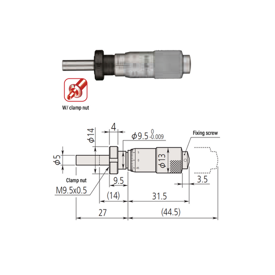 0-0.50″ Mechanical Micrometer Head Graduation 0.001″ 0.5"Flat with Clamp Nut Mechanical Micrometer Head (Thimble Diameter: Dia. 13mm) Mitutoyo-148-111-10 0-0.50″ Mechanical Micrometer Head Graduation 0.001″ 0.5"Flat with Clamp Nut Mechanical Micrometer Head (Thimble Diameter: Dia. 13mm) Mitutoyo-148-111-10