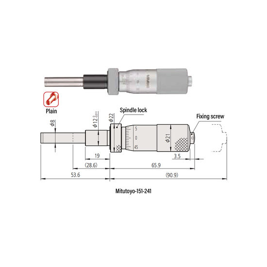 0-1″ Mechanical Micrometer Head Graduation 0.001″ 1" Flat Mechanical Micrometer Head (with Spindle Lock, Thimble Diameter: Dia. 21mm, Spindle Diameter: Dia. 8mm) Mitutoyo-151-241-10 0-1″ Mechanical Micrometer Head Graduation 0.001″ 1" Flat Mechanical Micrometer Head (with Spindle Lock, Thimble Diameter: Dia. 21mm, Spindle Diameter: Dia. 8mm) Mitutoyo-151-241-10