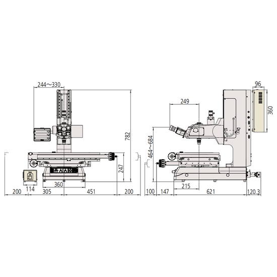 30X LED Dual Illuminated Light XY Stage Travel Distance 400x200mm Measuring Microscope (Motor-Driven Z-Axis Models) Mitutoyo-176-893-13