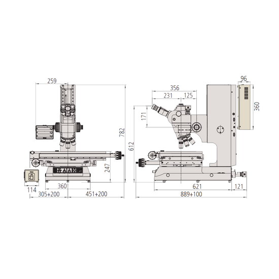 20-1000X LED Dual Illuminated Light XY Stage Travel Distance 400x200mm Measuring Microscope (Bright Field, Measuring Range: 400x200, Z-Axis Measurement) Mitutoyo-176-980-13