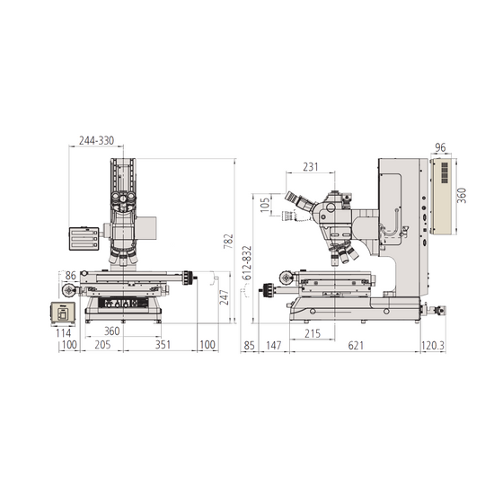 20-1000X LED Dual Illuminated Light XY Stage Travel Distance 200x170mm Measuring Microscope (Bright Field, Measuring Range: 200x170, Motor-Driven Z-Axis Models) Mitutoyo-176-894-13