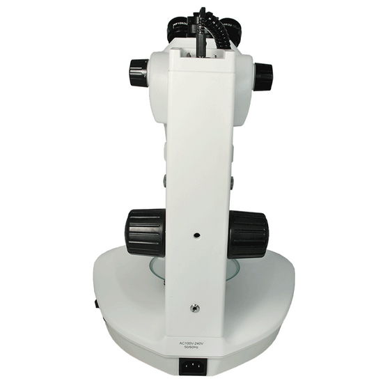 8X-50X Widefield Zoom Stereo Microscope, Trinocular, Track Stand (Track Length 300mm) LED Top and Bottom Light, Fan Shaped Base