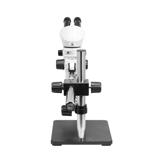 8X-80X Widefield Parallel Zoom Stereo Microscope, Binocular, Single Arm Boom Stand, Siedentopf 0-35° Viewing Angle