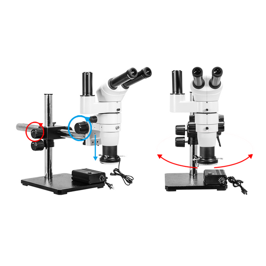 8-50X LED Light Boom Stand Trinocular Parallel Zoom Stereo Microscope PZ02040133