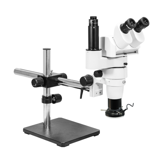 8-65X LED Light Boom Stand Trinocular Parallel Zoom Stereo Microscope PZ02040452