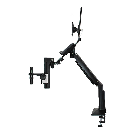 0.35X-2.25X Industrial Inspection Video Zoom Microscope, Pneumatic Arm Clamp Stand, Inclinable Focus Drive + Monitor Holder