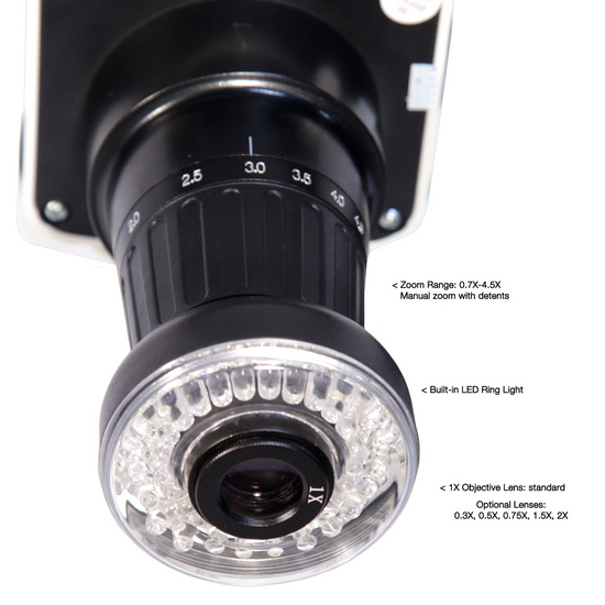 LED Video Microscope, LCD 10 in. Monitor, Industrial Inspection, Track Stand LED Video Microscope, LCD 10 in. Monitor, Industrial Inspection, Track Stand