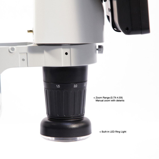 LED Video Microscope, LCD 10 in. Monitor, Industrial Inspection, Post Stand