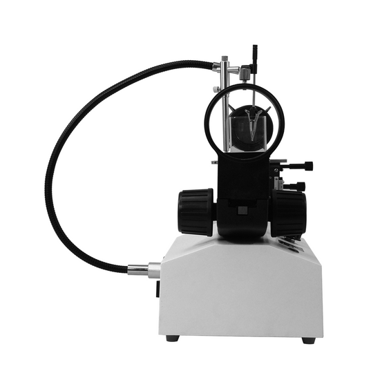 Horizontal Jewelry Gem Microscope Stand, Oil Immersion, 76mm Focusing Rack, Dual LED Light