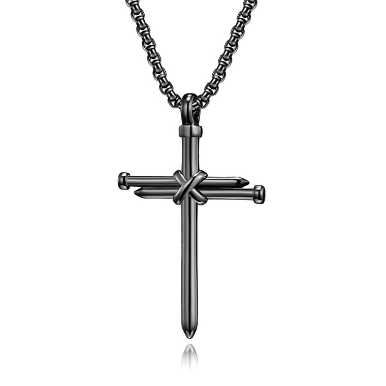 Color: Black, style: Pendant - Stainless Steel Nail Combination Cross Necklace Q119-CJLX119911503CX
