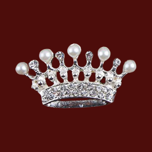 Copy of 1.5 Inch Crown Brooch Invitation Embellishment With Crystal Pearls & Rhinestones - Style 2