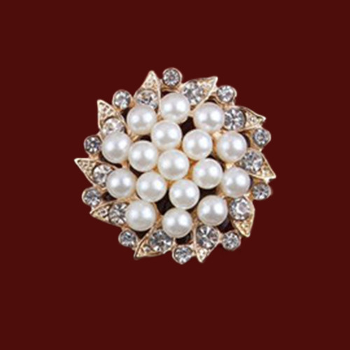 1.5 Inch Brooch Invitation Embellishment With Crystal Pearls & Rhinestones - Style 5