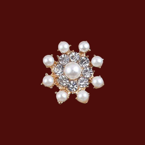 1 Inch Brooch Invitation Embellishment With Crystal Pearls & Rhinestones - Style 1
