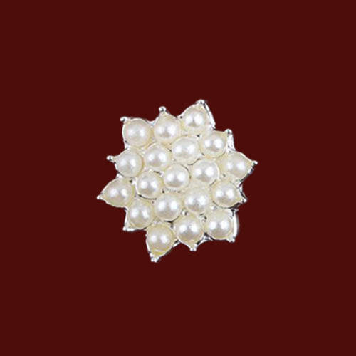 0.6 Inch Brooch Invitation Embellishment With Crystal Pearls - Style 1