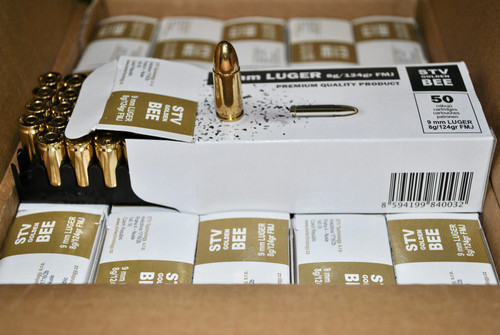 STV Golden Bee 9mm 124gr FMJ - 1000 Round Case