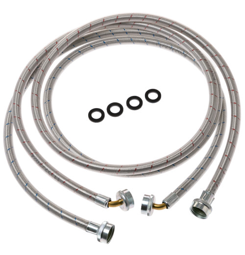 UNIVERSAL 6 FT STAINLESS STEEL WASHING MACHINE HOSES WITH 90 DEGREE ELBOW UNIVERSAL 6 FT STAINLESS STEEL WASHING MACHINE HOSES WITH 90 DEGREE ELBOW