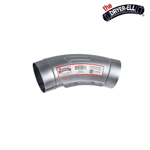 4" Dryer-Ell 45° long turn dryer vent elbow improves airflow and solves dryer vent run length issues. Smooth interior design reduces friction and improves dryer performance.