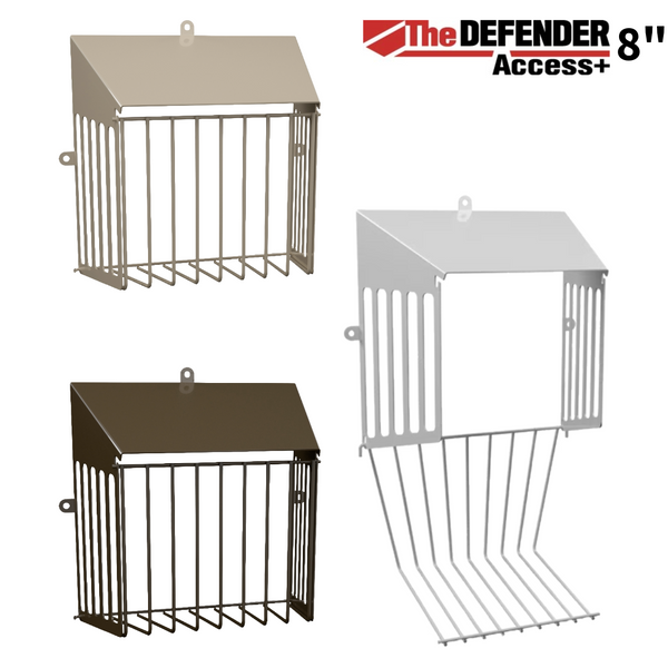 Protect your vent with this 8" clog-resistant dryer vent bird guard. Front access gate allows easy cleaning without removing the guard.
