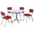 RETRO 5-PIECE ROUND DINING TABLE SET WHITE AND RED