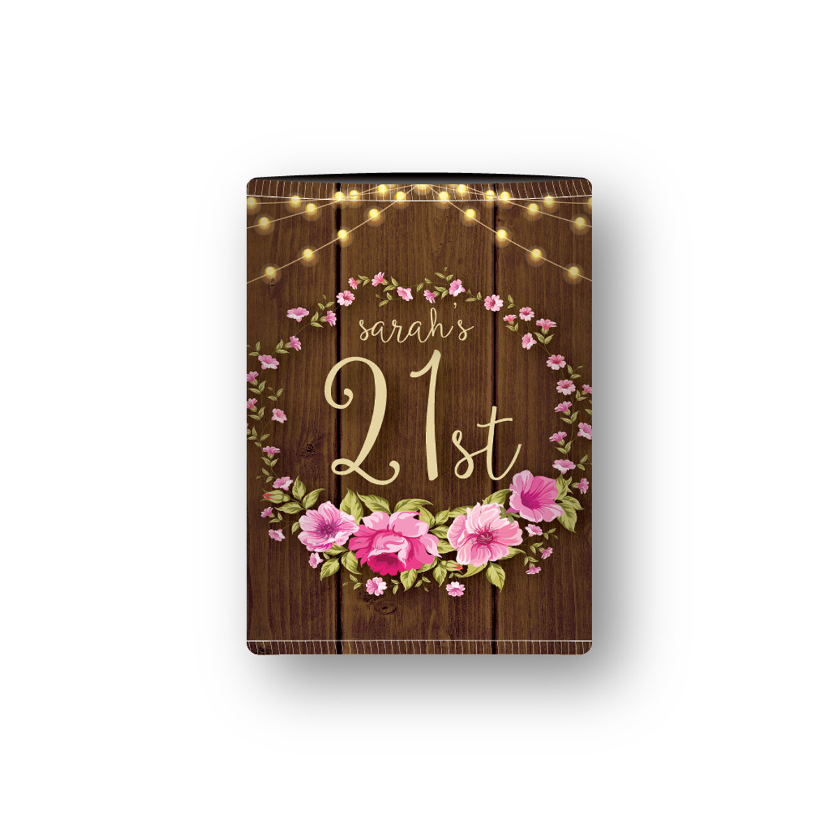 Wooden Floral Birthday Stubby Holder