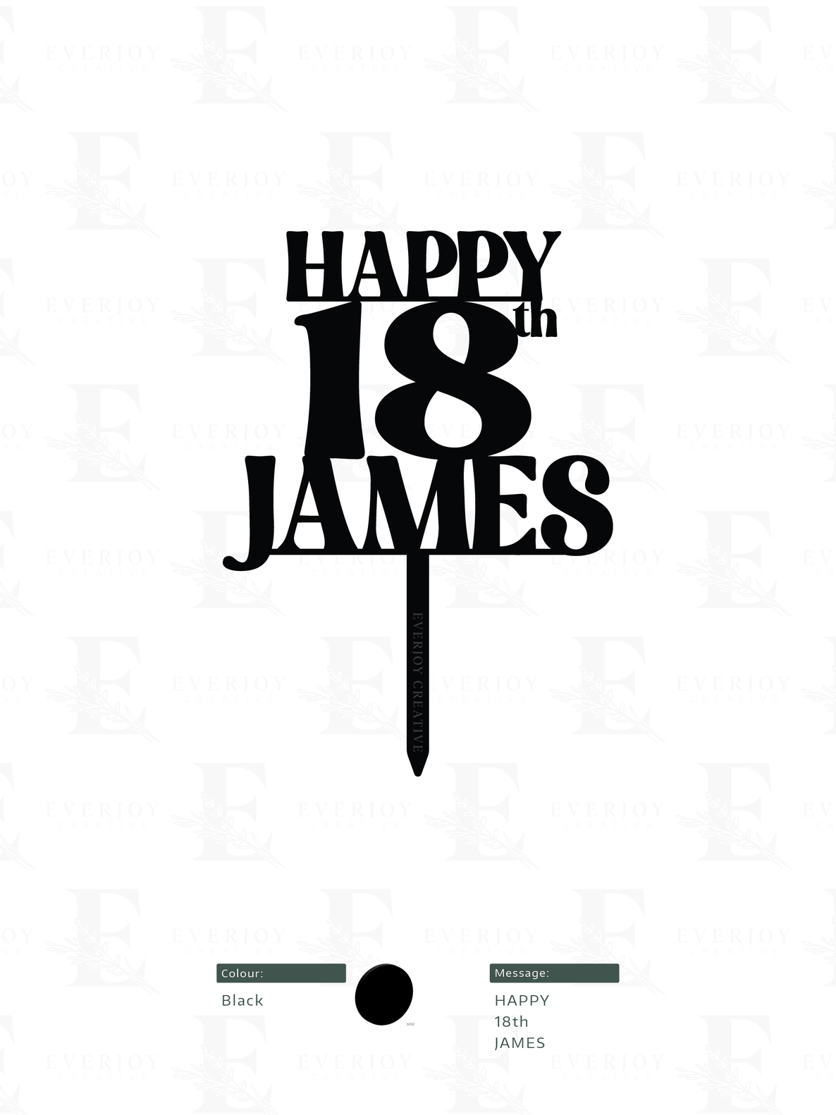 Bold Birthday - Single Layer Cake Topper