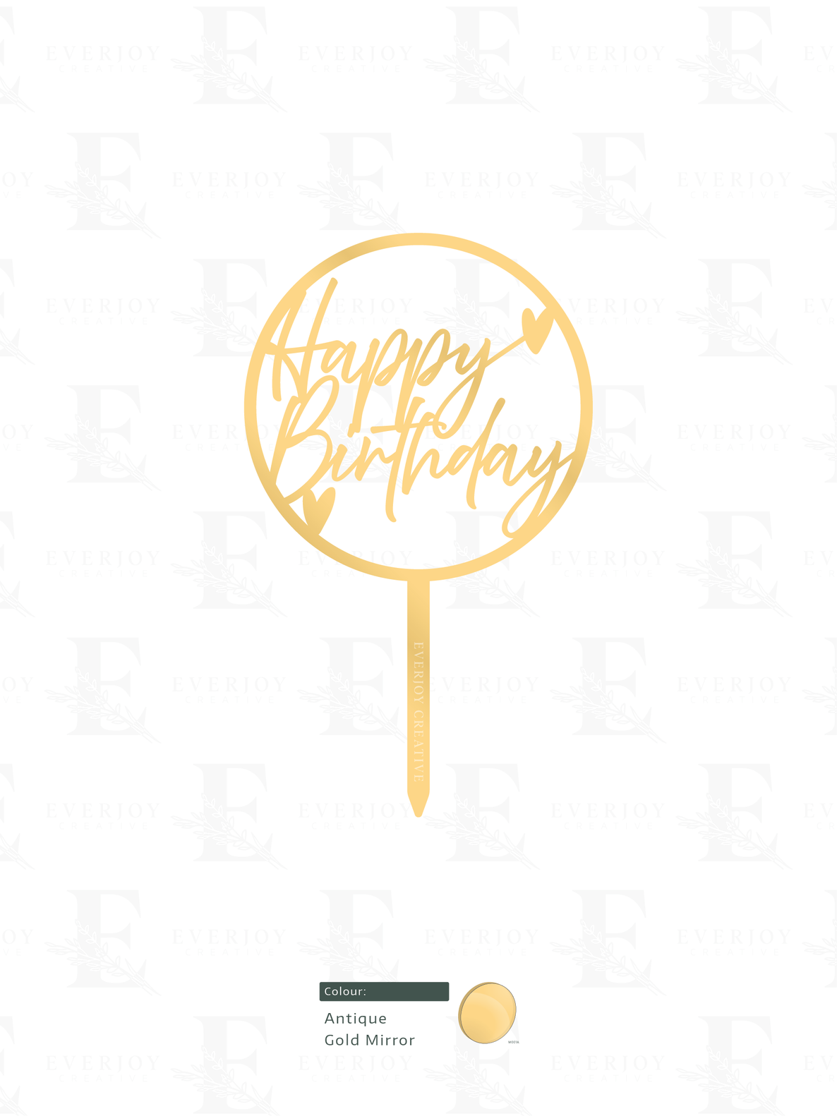 Happy Birthday Heart Circle - Single Layer Cake Topper