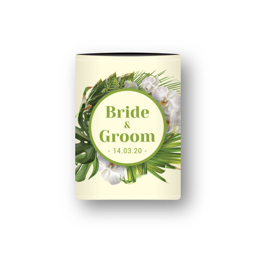 Green Orchid Wedding Stubby Holder