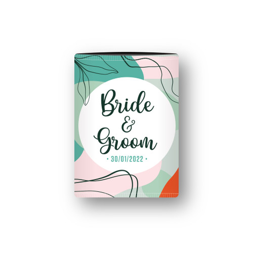 Abstract Floral Wedding Stubby Holder