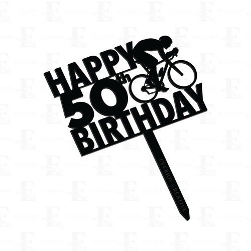 Happy Age Road Cyclist - Single Layer Cake Topper