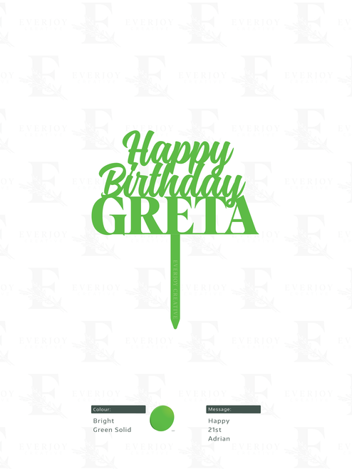 Cherished Birthday - Single Layer Cake Topper