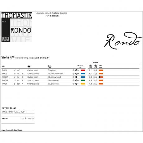 THOMASTIK RONDO RO200 Set Corde Per Viola 4/4 - Corde Professionali Per Musicisti Avanzati - Foto 7