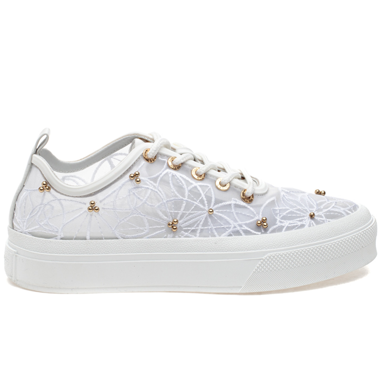 Louis Vuitton White Monogram Mesh And Leather Stellar Lace Up
