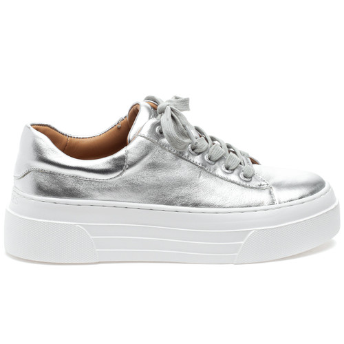 Maya Leather Sneaker In Silver