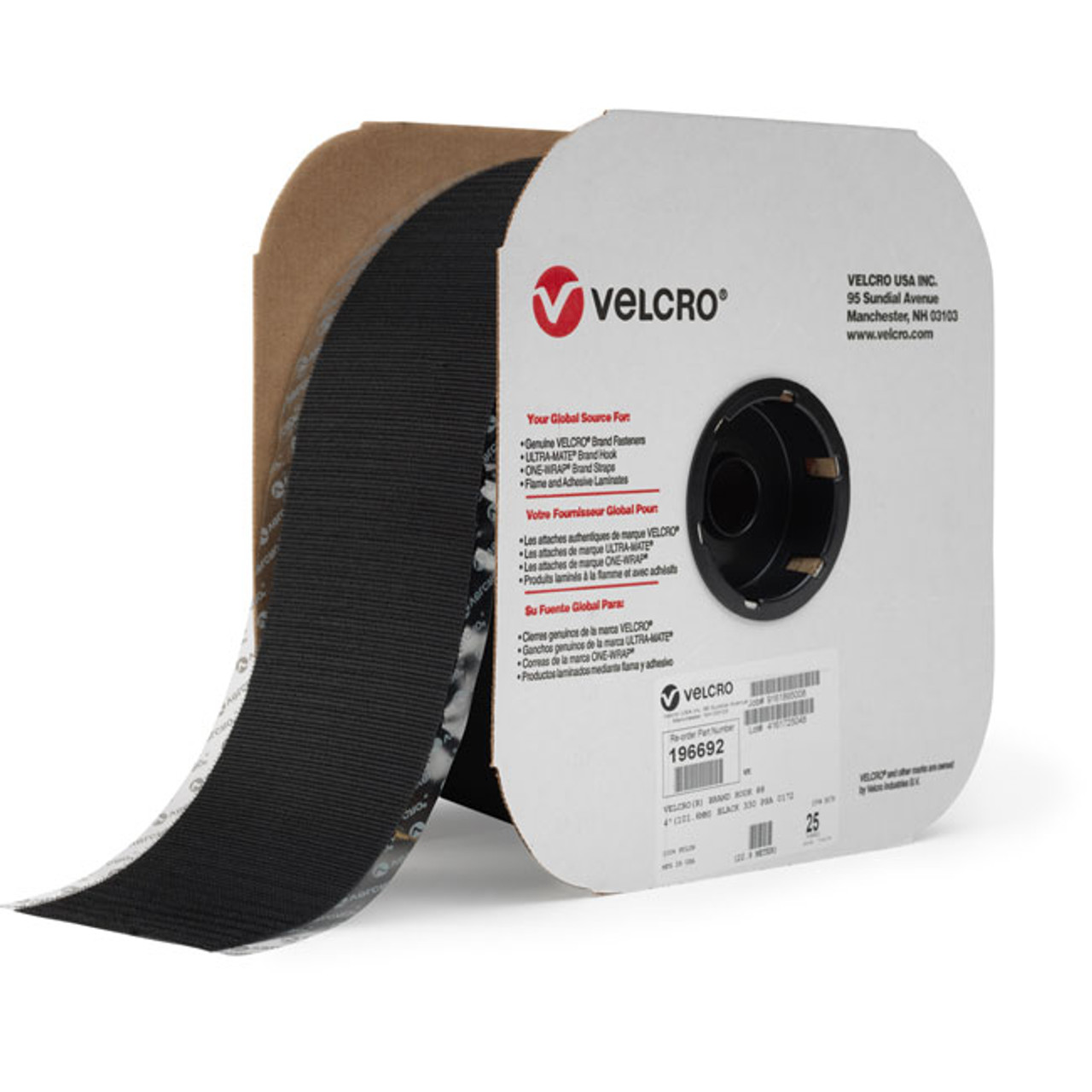 VELCRO® Brand Adhesive Tape 4 x 25 yard rolls sold by INDUSTRIAL WEBBING  CORP.