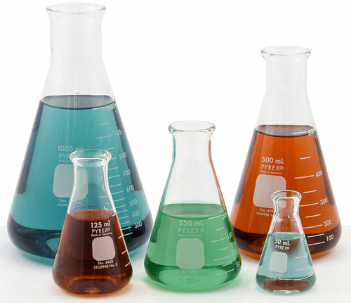 Pyrex Erlenmeyer Flasks, set of 5