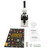 Layout of the protist microscope discovery kit including microscope, slides, Unseen Worlds book, and the kit manual.