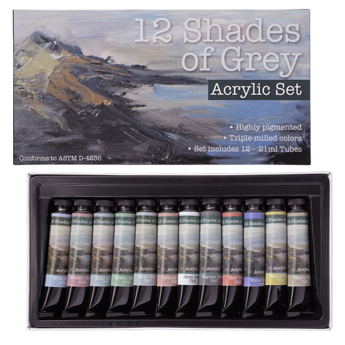12 Shades of Grey Acrylic Set of (12) 21mL Tubes - (89280)