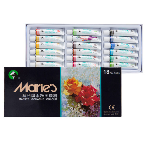 Maries Extra Fine Gouache Set of 18 Colors 12 ml Tubes - (53896)