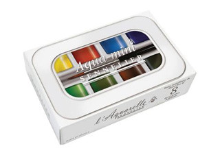 Sennelier l'Aquarelle Artists Watercolor Aqua Mini 1/2 Pan Set of 8