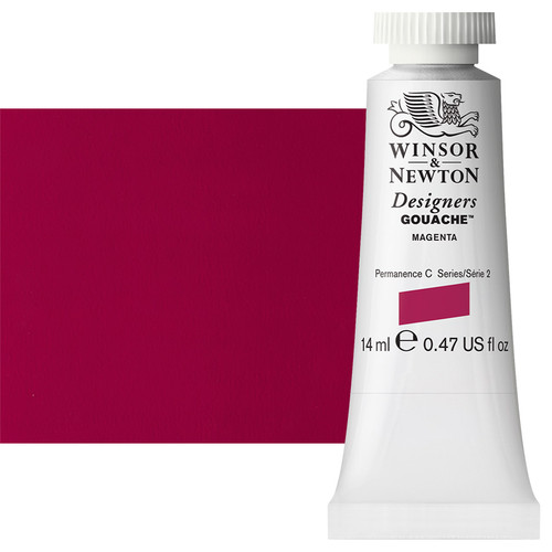 Winsor & Newton Designer Gouache Magenta 14mL Tube - (1666)