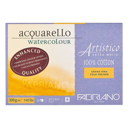 Artistico Watercolor Block 140 lb. Cold Press 5X7 Extra White (25 Sheets) - (200035773)