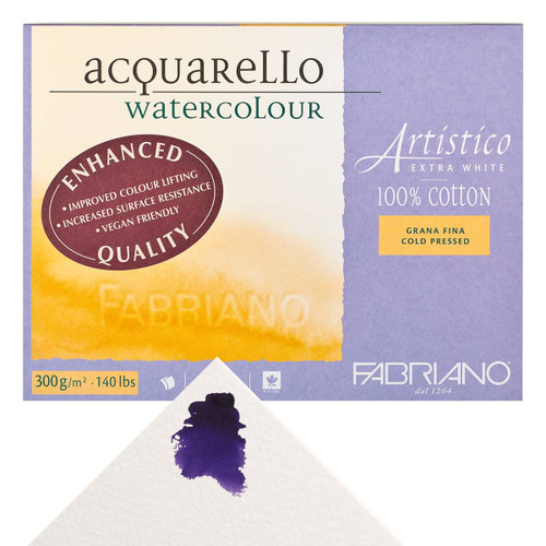 Artistico Watercolor Block 140 lb. Cold Press 9X12 Extra White (20 Sheets) - (200035777)