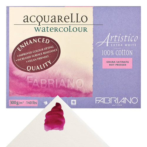 Artistico Watercolor Block 140 lb. Hot Press 7X10 Extra White (20 Sheets) - (200034546)