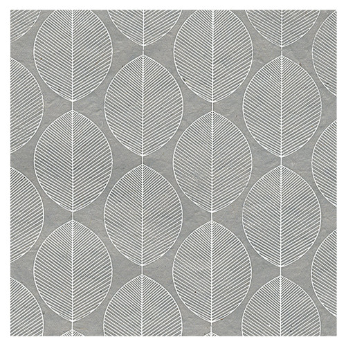 Black Ink Papers Beech Leaves White on Grey 30"x20" - (1000084046)