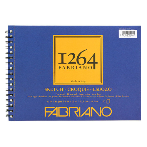 Fabriano 1264 Sketch 60 lb. Spiral 9X12 Landscape Pad (100 Sheets)