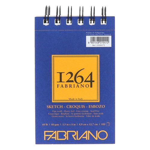 Fabriano 1264 Sketch 60 lb. Spiral 3.5X5 Pad (100 Sheets)