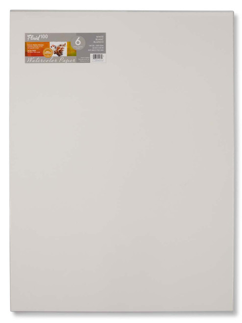 Fluid 100 Watercolor Paper 140  lb. Cold Press 22x30in Sheet Pack of 6 - (200018981)